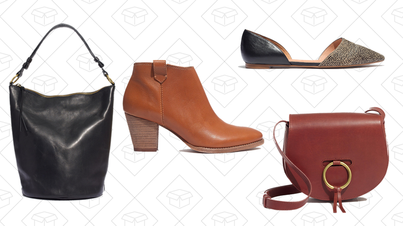 The Lisbon O-Ring Bucket Bag, $140 | The Billie Boot, $150 | The D’Orsay Flat, $69 | The Lisbon O-Ring Saddlebag, $125